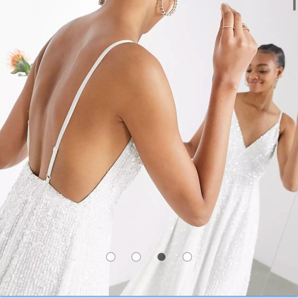 NEVER BEEN WORN NWT ASOS 'Joni' Sequin Wedding Dress (US 10 UK 12) - Picture 2 of 5